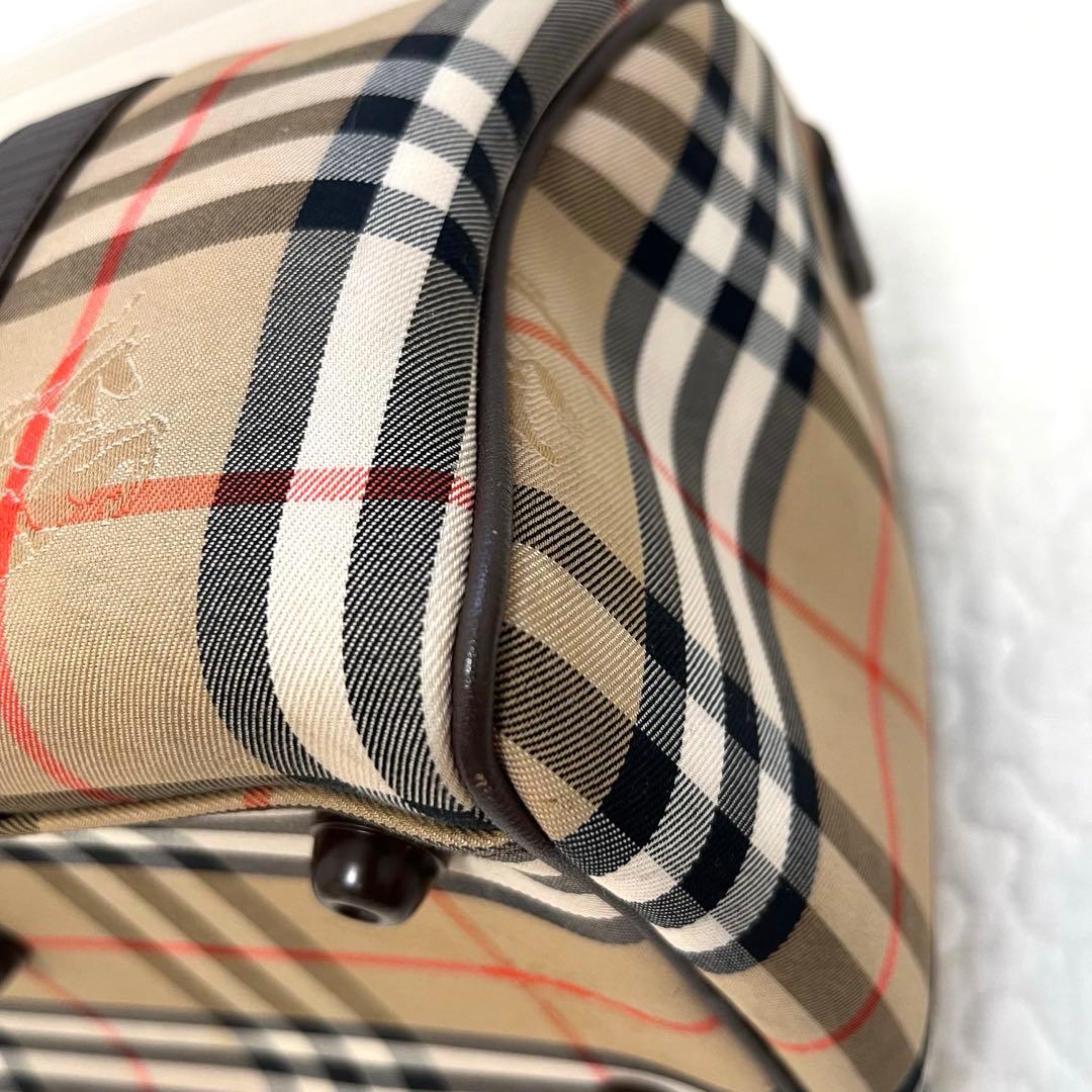 美品　Burberry バーバリー ミニボストンバッグ ノバチェック レザー