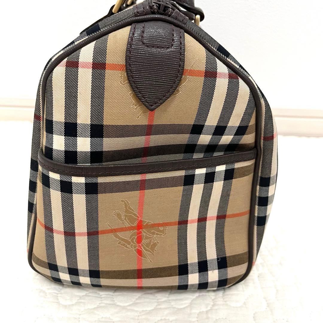 美品　Burberry バーバリー ミニボストンバッグ ノバチェック レザー