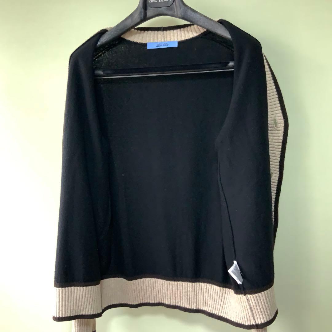BluBre ブリッラ別注 ウールカシミヤ ラインカーディガン M 黒系