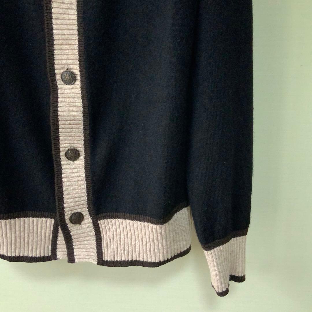 BluBre ブリッラ別注 ウールカシミヤ ラインカーディガン M 黒系