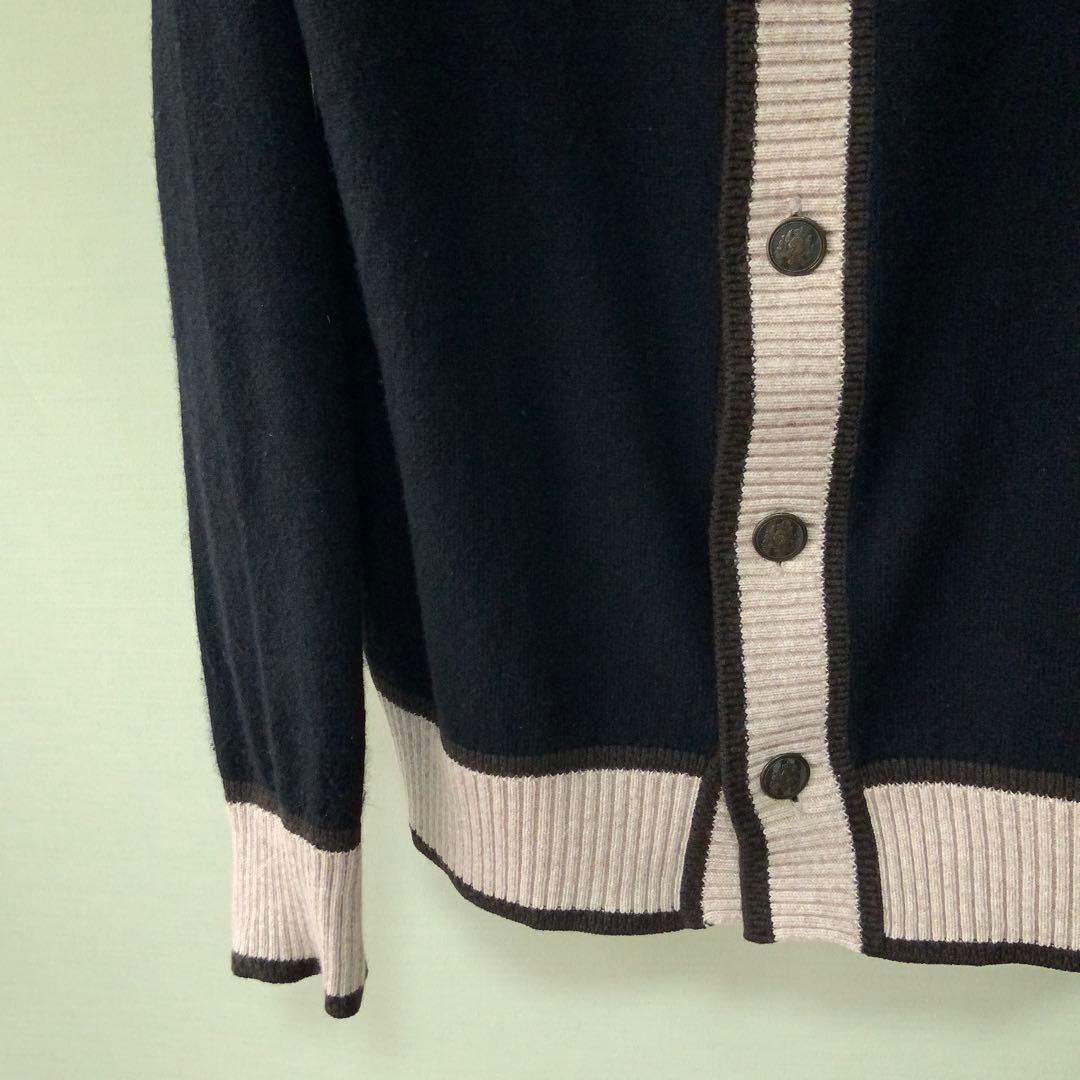 BluBre ブリッラ別注 ウールカシミヤ ラインカーディガン M 黒系