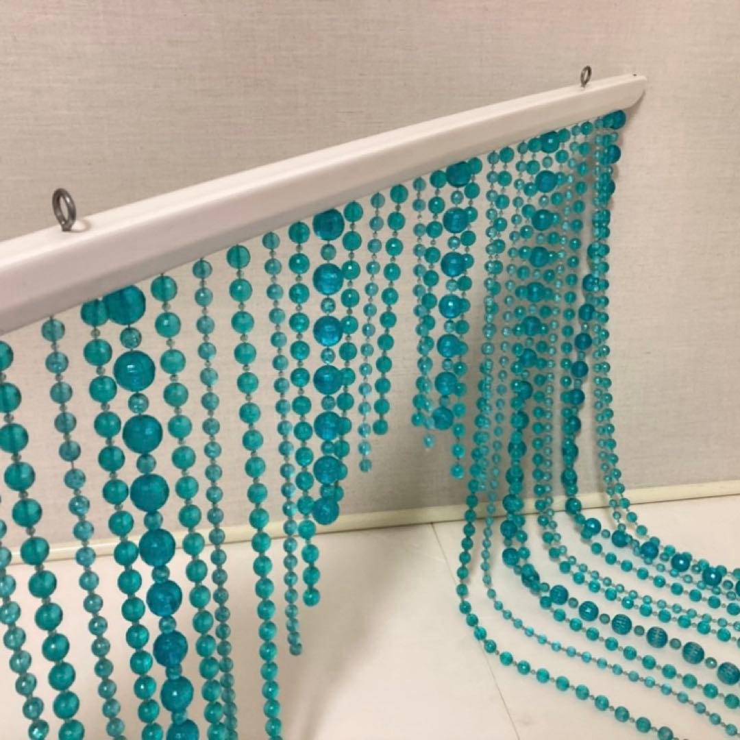 セルコン 珠のれん 玉暖簾 仕切り すだれ カーテン 壁掛け 青 ポップ レトロ