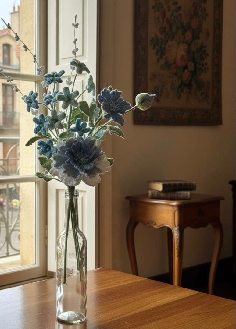 ❤️毛糸ハンドメイド♡豪華編みぐるみブーケ♡ソフトブルー4本