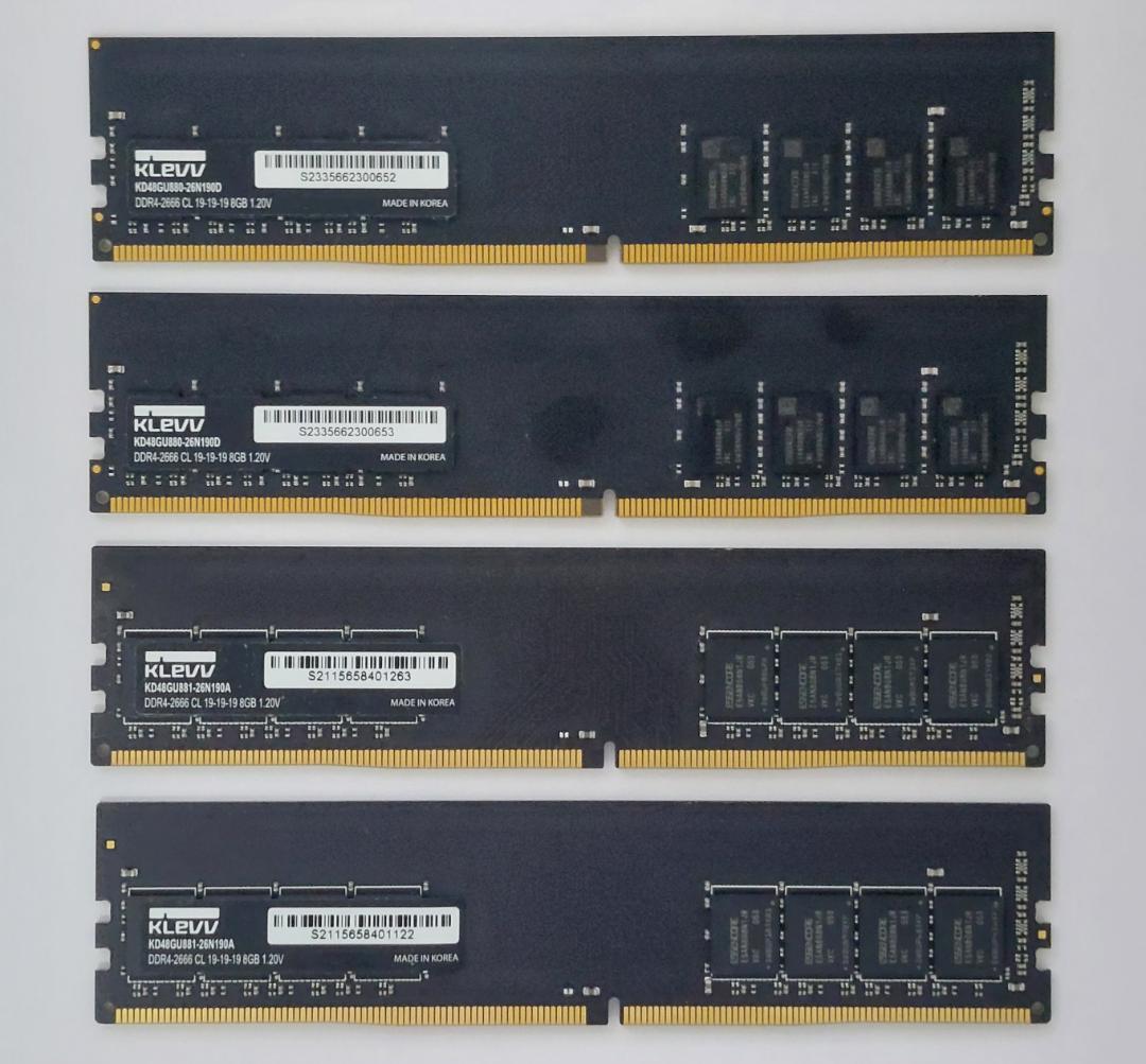 KLEVV DDR4-2666 8GBメモリ 4枚(32GB) セット