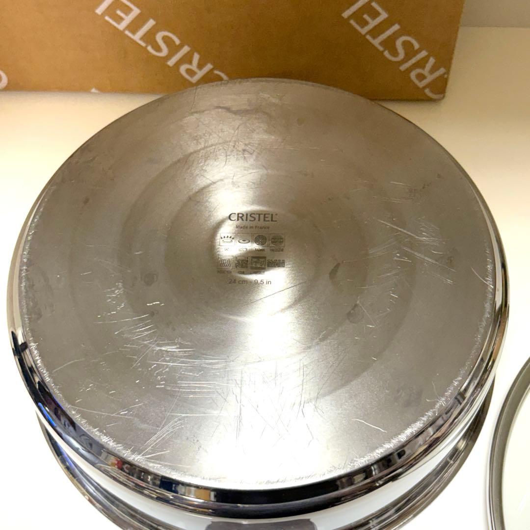 CRISTEL 浅鍋 チェリーテラス 24cm 未使用の蓋付き