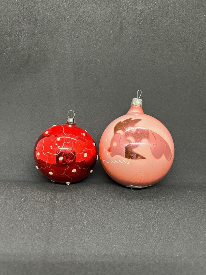 ヴィンテージ　チェコガラスオーナメント　金魚　水玉　クリスマスオーナメント　レア