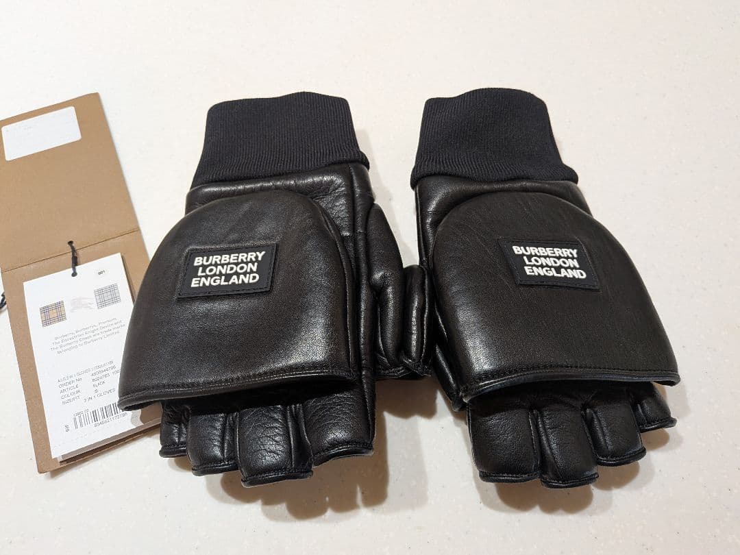 BURBERRY ブラック レザーグローブ