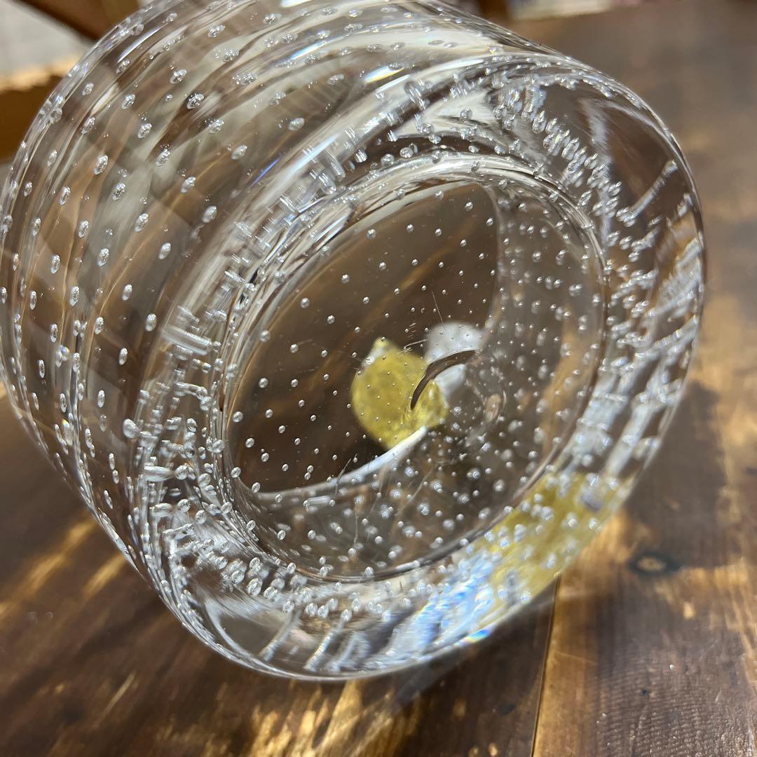 人気ガラス作家　津坂陽介　富山ガラス工房　鳥の入れ物　　金箔銀箔　吹きガラス