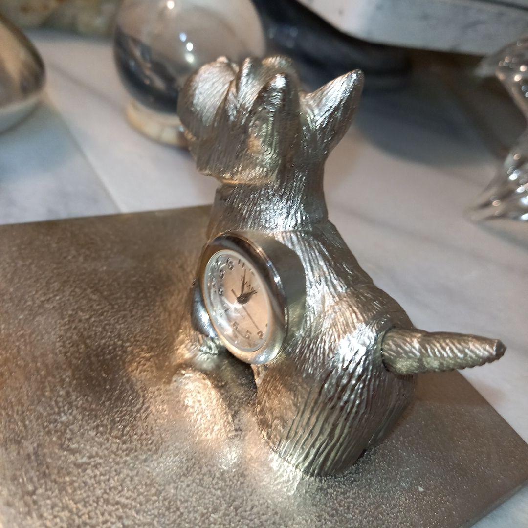 TIMEX　レア　置時計　スコティッシュテリア　ピューター　オブジェ　シルバー