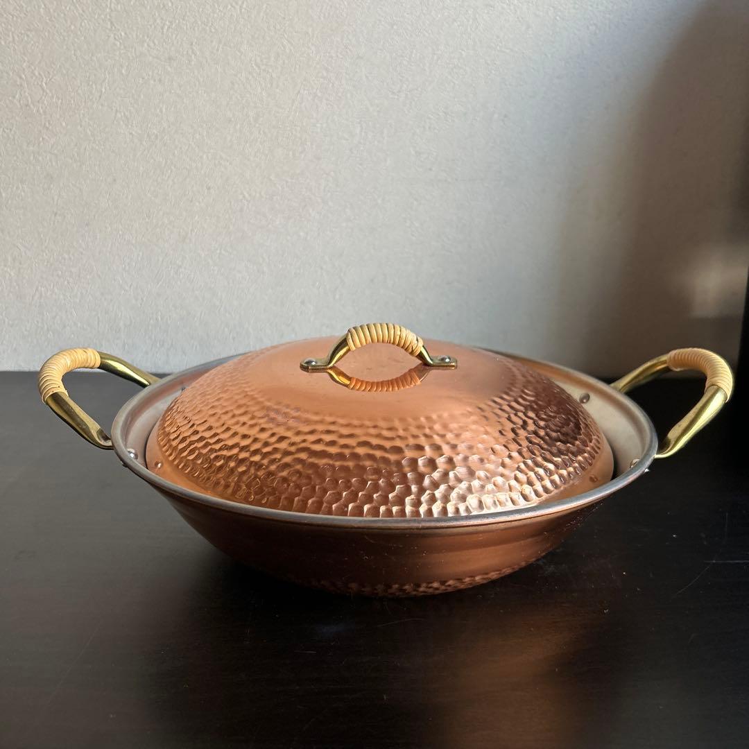 銅製　槌目　両手鍋　ちり鍋　未使用品