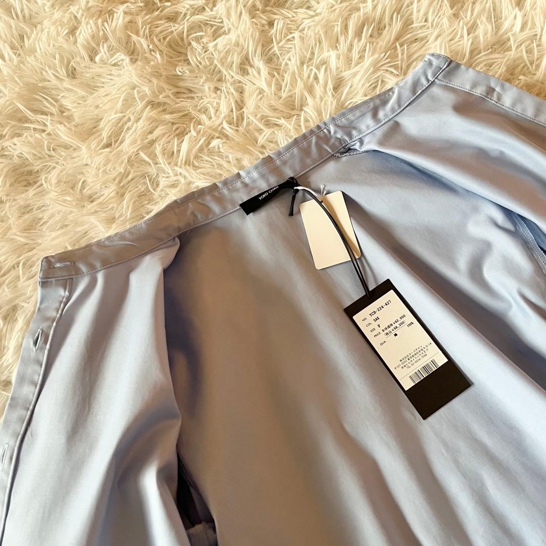 タグ付き✨ ヨーコチャン ラッフルトリムスリーブコットンブラウス SAX 近年