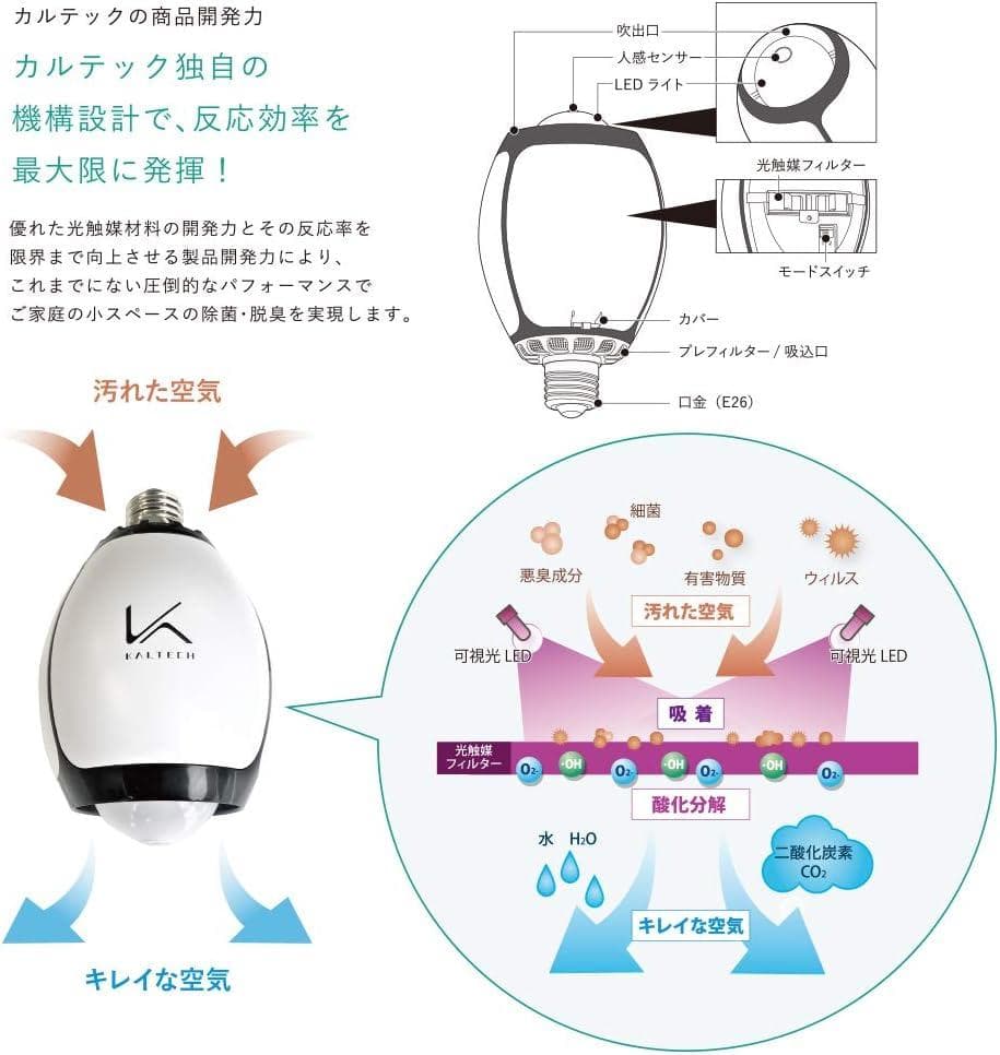 【新品】カルテック KL-B02光触媒脱臭•除菌機能付きLED電球