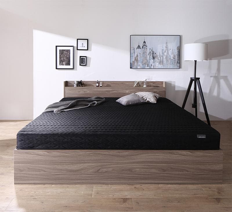 最安値！マットレスなし クイーンベッド 収納 コンセント 送料込み！2