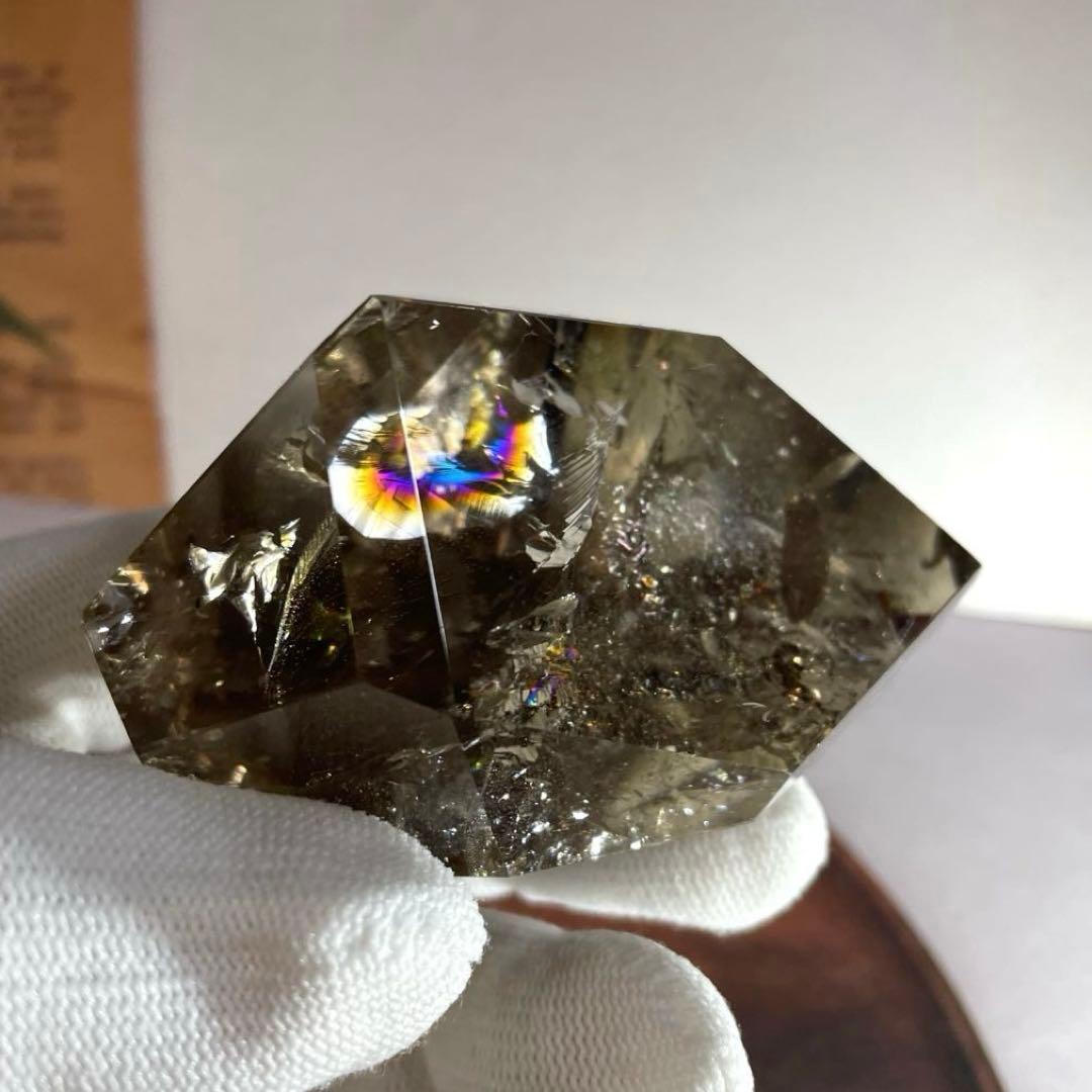 天然石　【高透明】　スモーキークオーツ　虹入り　フリーフォーム