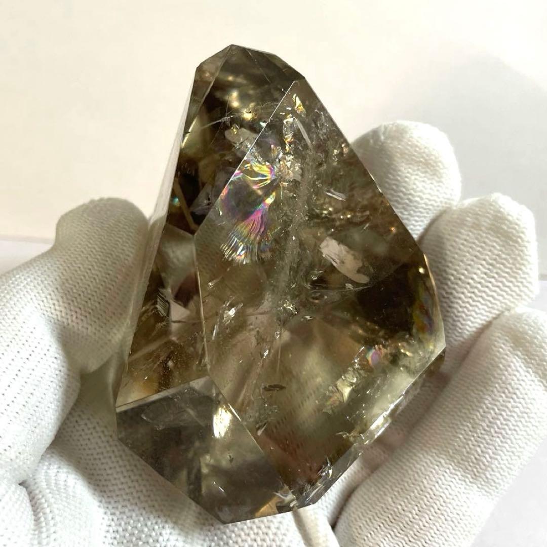 天然石　【高透明】　スモーキークオーツ　虹入り　フリーフォーム