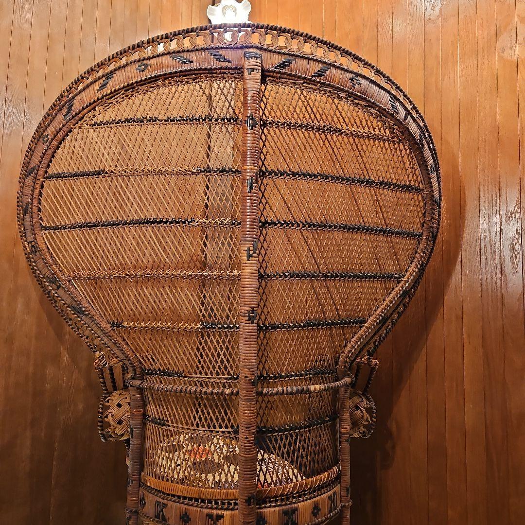 特大 希少 ヴィンテージ ピーコックチェア ラタンピーコック エマニエル婦人