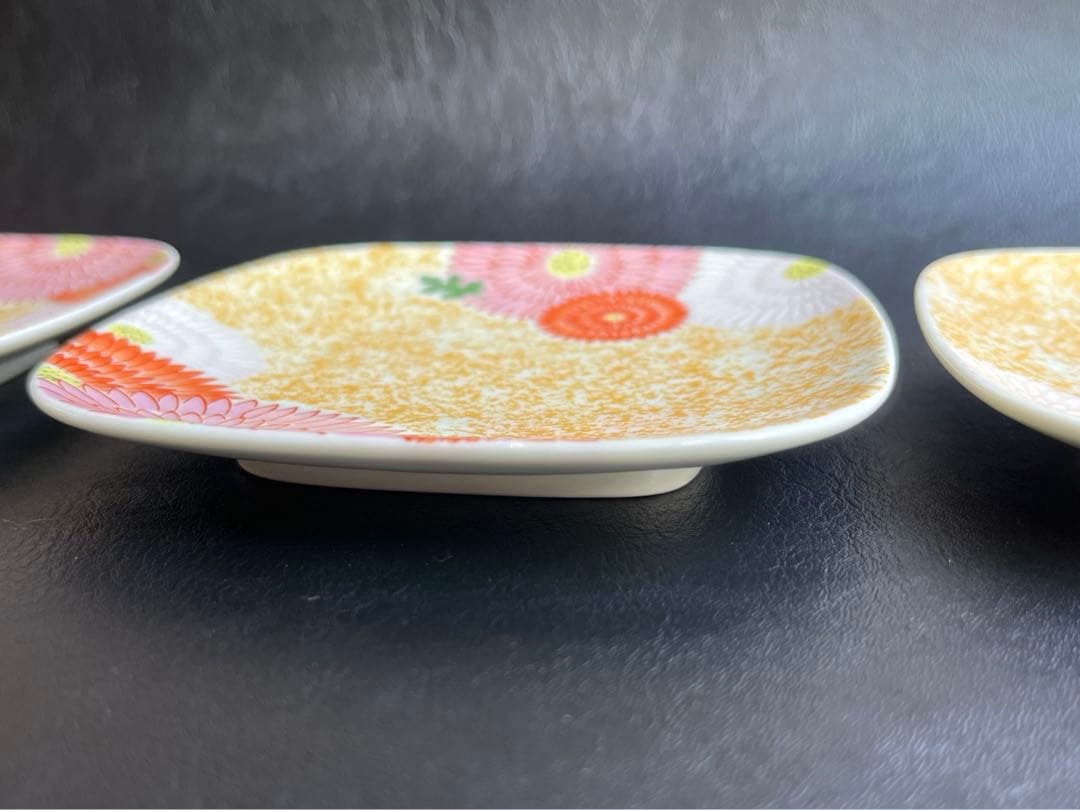 幸楽窯　錦金・菊花尽くし　正角銘々皿　5枚　小皿　角皿