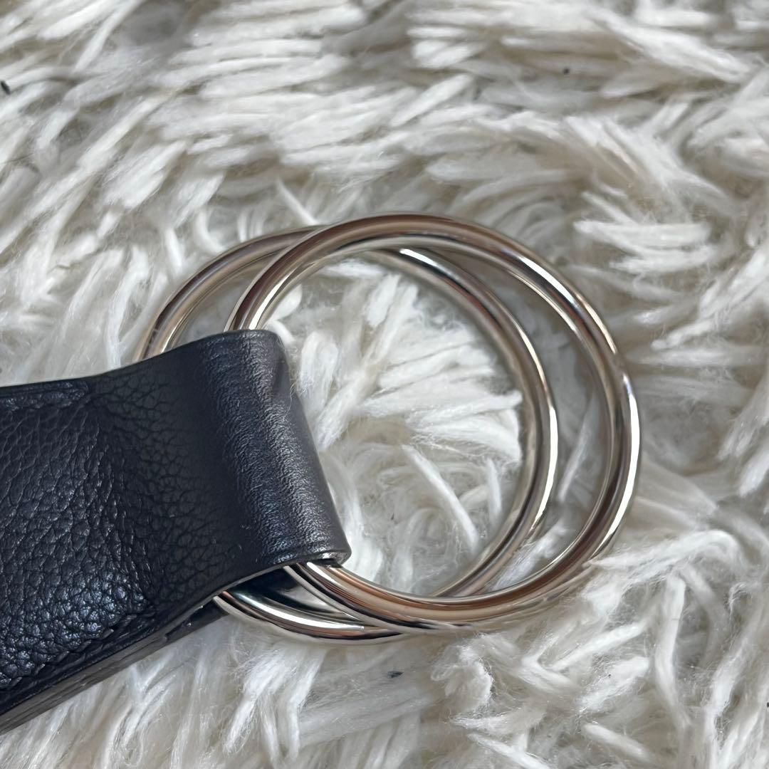 【極美品】エルメス　レザーベルト　ダブルリング　J刻印　ブラック×シルバー