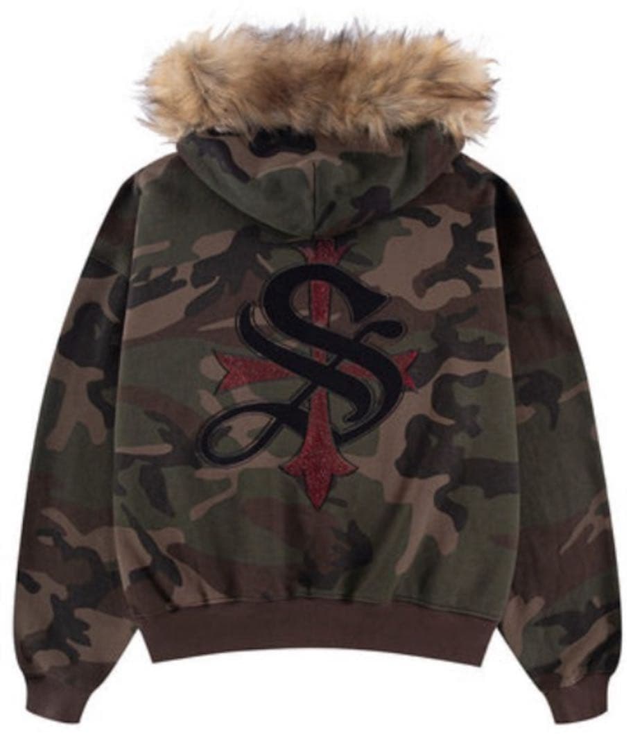 supplier 迷彩　ファーパーカー