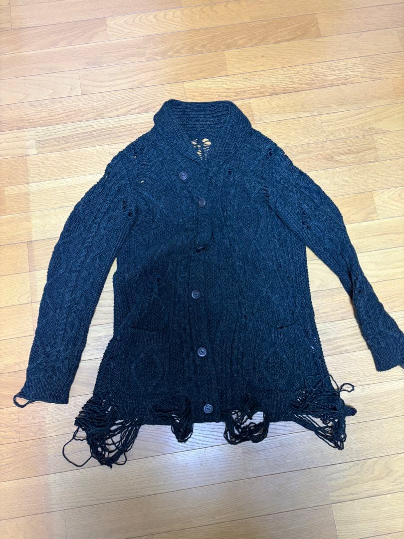 ミハラヤスヒロ グランジ ダメージ加工 カーディガン