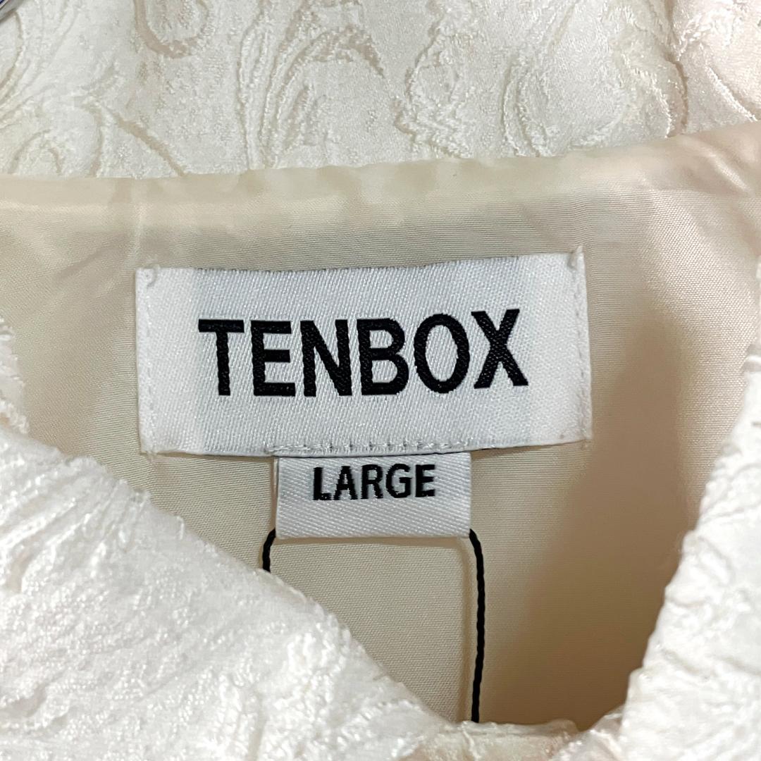 TENBOX コーチジャケット　アイボリー　総柄 草　刺繍　バックロゴ