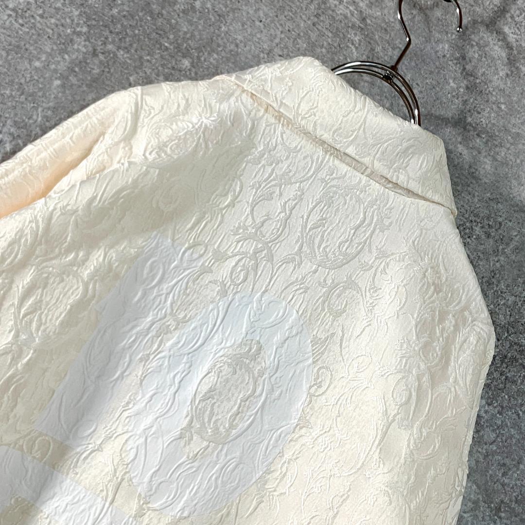 TENBOX コーチジャケット　アイボリー　総柄 草　刺繍　バックロゴ