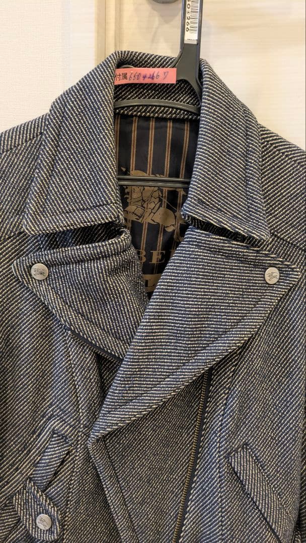 美品・BURBERRY BLUE LABEダブルライダースジャケット ウール混