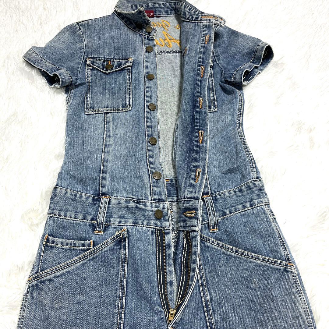 美品 AVIREX 2way デニム オールインワン ブルー つなぎ