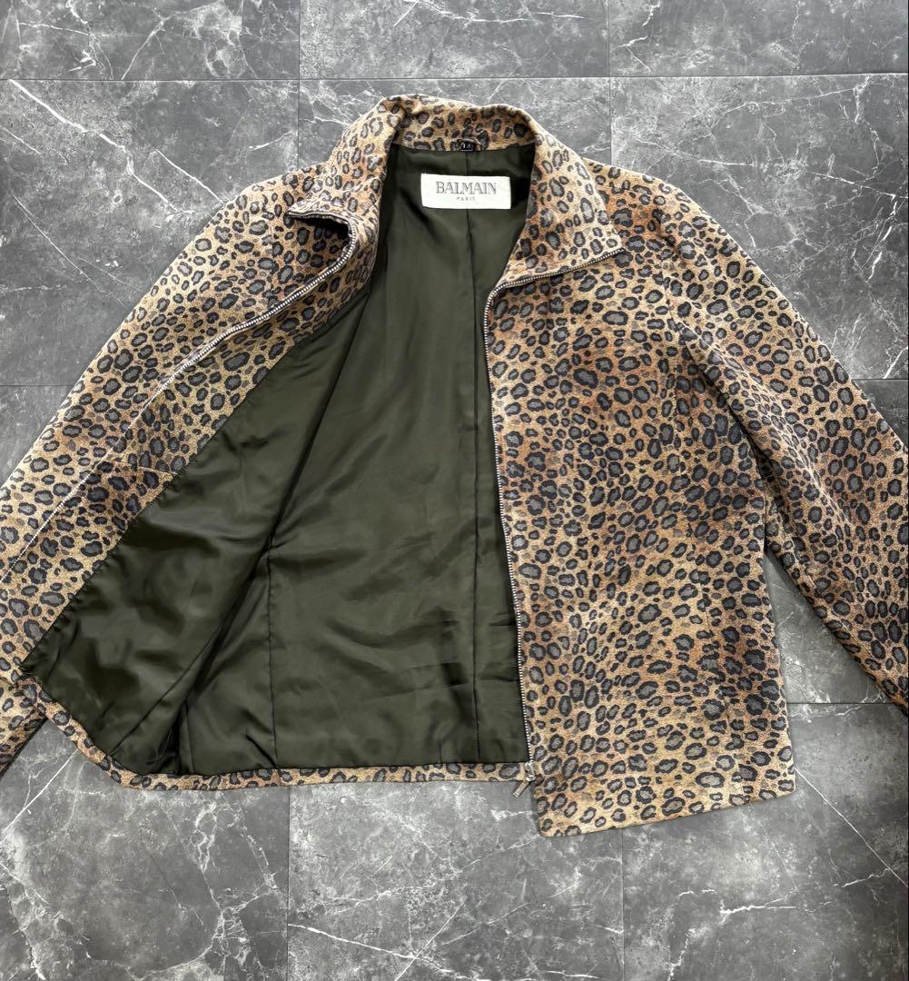 BALMAIN ヒョウ柄 ジップアップジャケット 短丈
