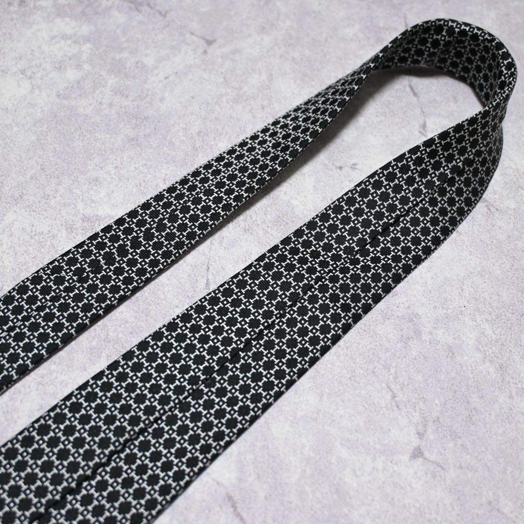 【極美品】 HERMES エルメス H柄 ブラック ネクタイ