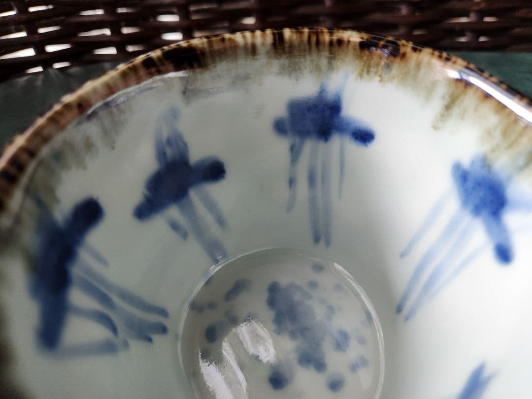 斉山窯　なぶり鉢　フリーカップ　蕎麦猪口　赤絵　麦藁手　ペア