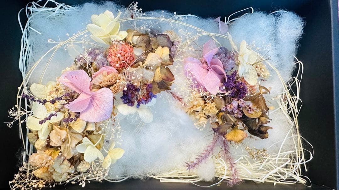 ドライフラワーヘアとバッジセット