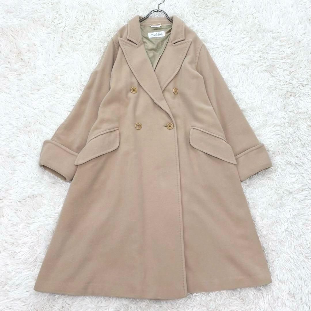 マックスマーラ カシミヤ 白タグ アンゴラ ダブルチェスターコート 44