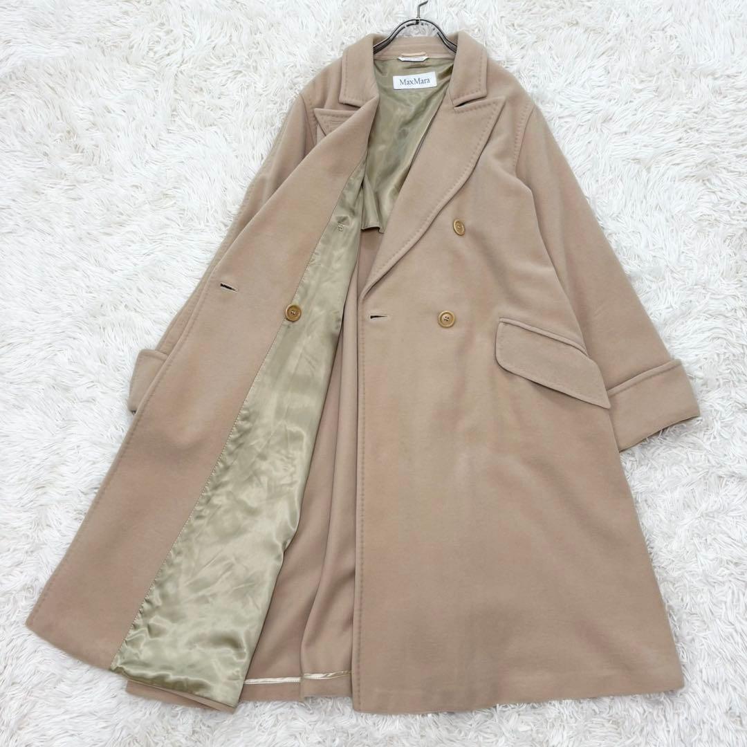 マックスマーラ カシミヤ 白タグ アンゴラ ダブルチェスターコート 44