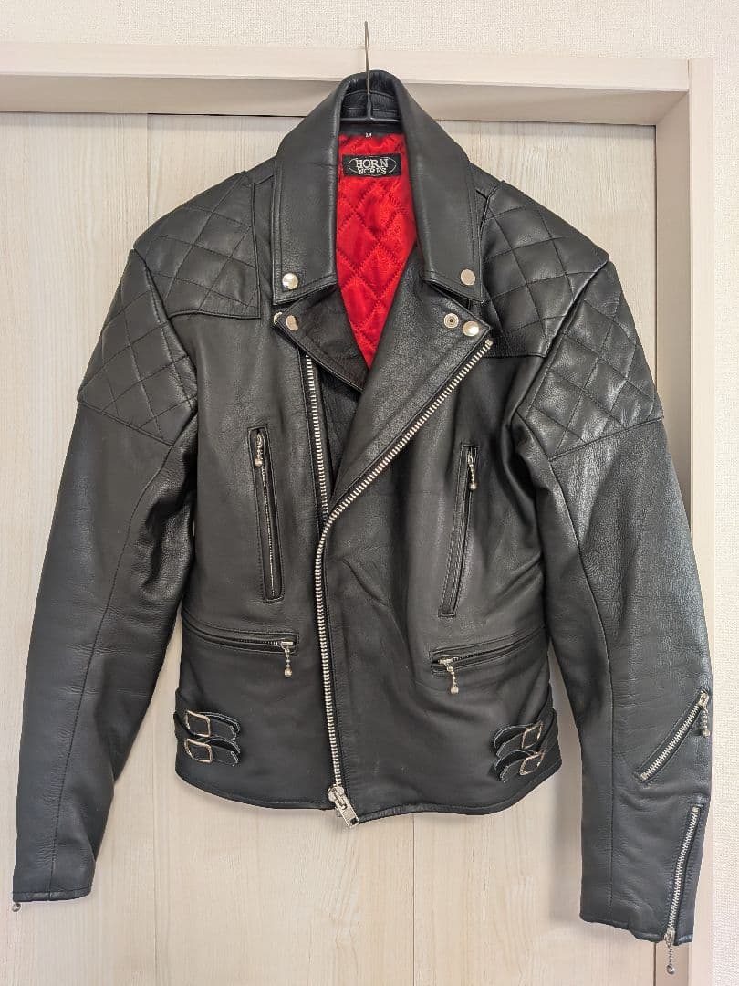 美品　着用1回　Horn Works 本革 UKパッド ダブルライダース M 黒