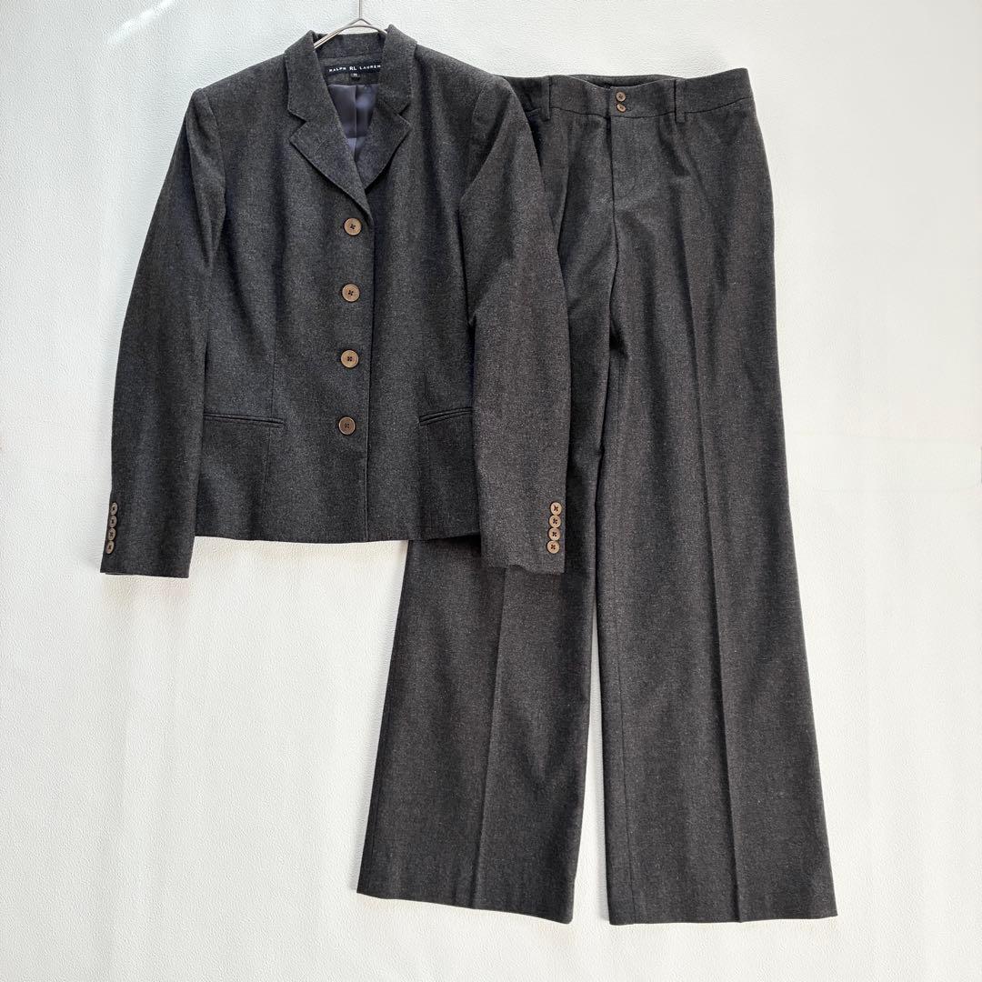 ラルフローレン RL ウール パンツスーツ セットアップ 日本製 ダークグレー