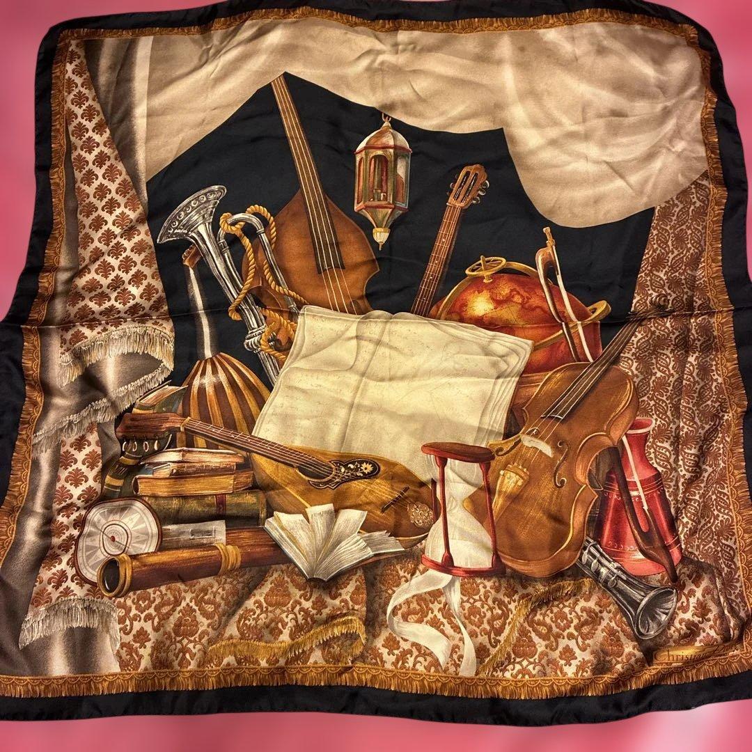 Christian Dior 楽器デザイン シルクスカーフ