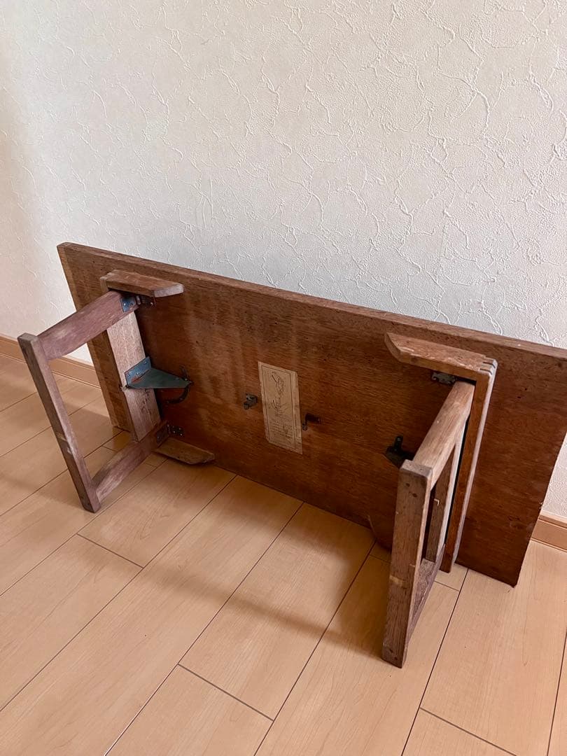 文机　ちゃぶ台　座卓　木製　昭和レトロ　アンティーク　　折り畳み　古道具