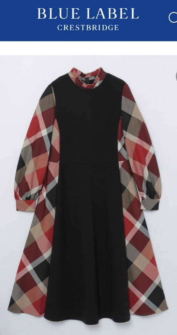 ブルーレーベルクレストブリッジ現行商品☆限定店舗☆ストレッチポンチチェックドレス