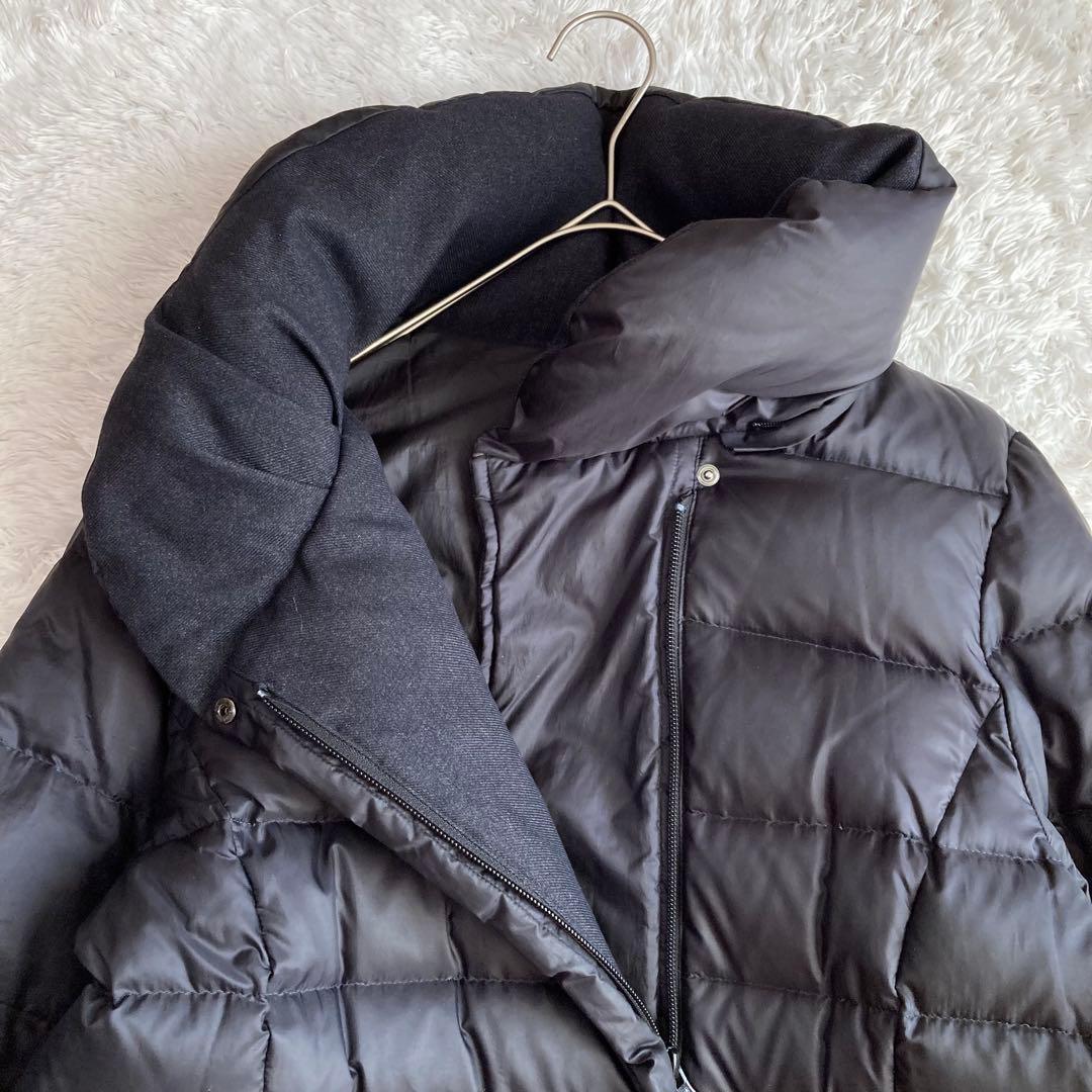 【大きいサイズ】(44)洗える 23区 Aライン ロングダウンコート 女優襟 黒