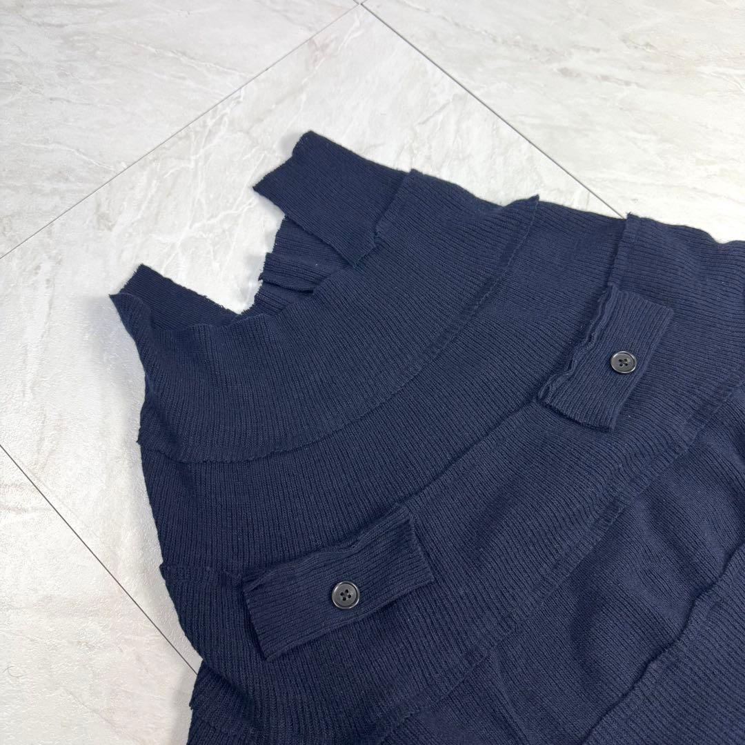 美品 y's ワイズ ヨウジヤマモト 変形 アシンメトリー ニット ネイビー 2