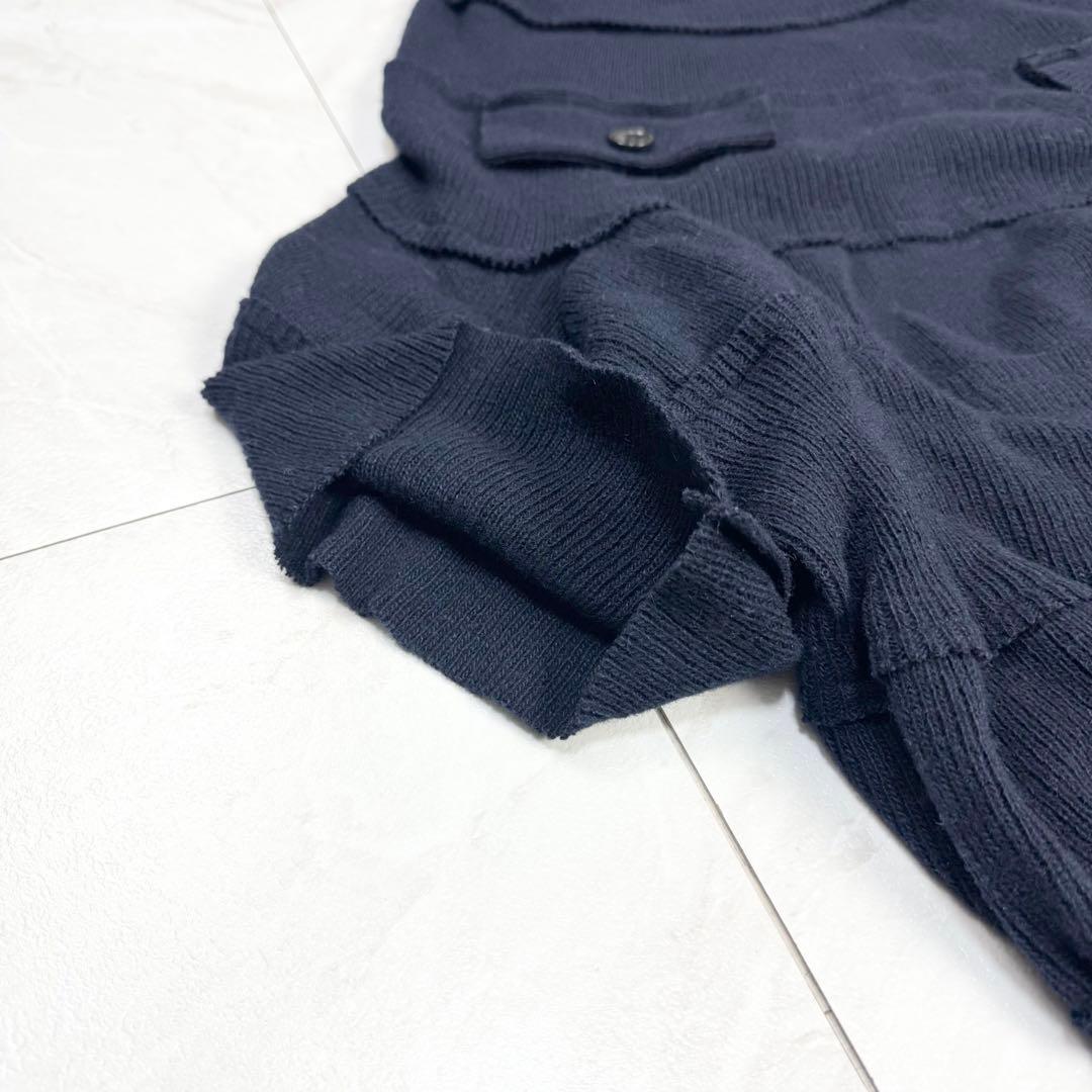 美品 y's ワイズ ヨウジヤマモト 変形 アシンメトリー ニット ネイビー 2