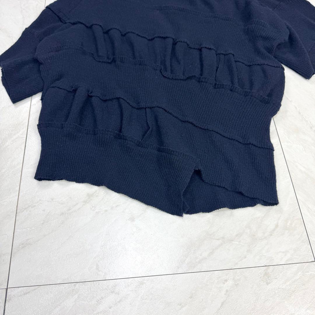 美品 y's ワイズ ヨウジヤマモト 変形 アシンメトリー ニット ネイビー 2