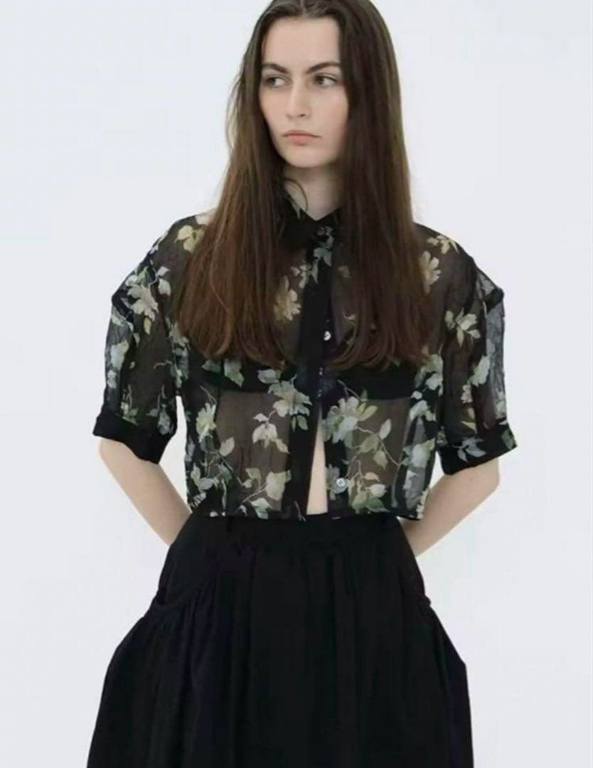 トップス CLANE SHEER FLOWER SHORT SLEEVE SHIRT
