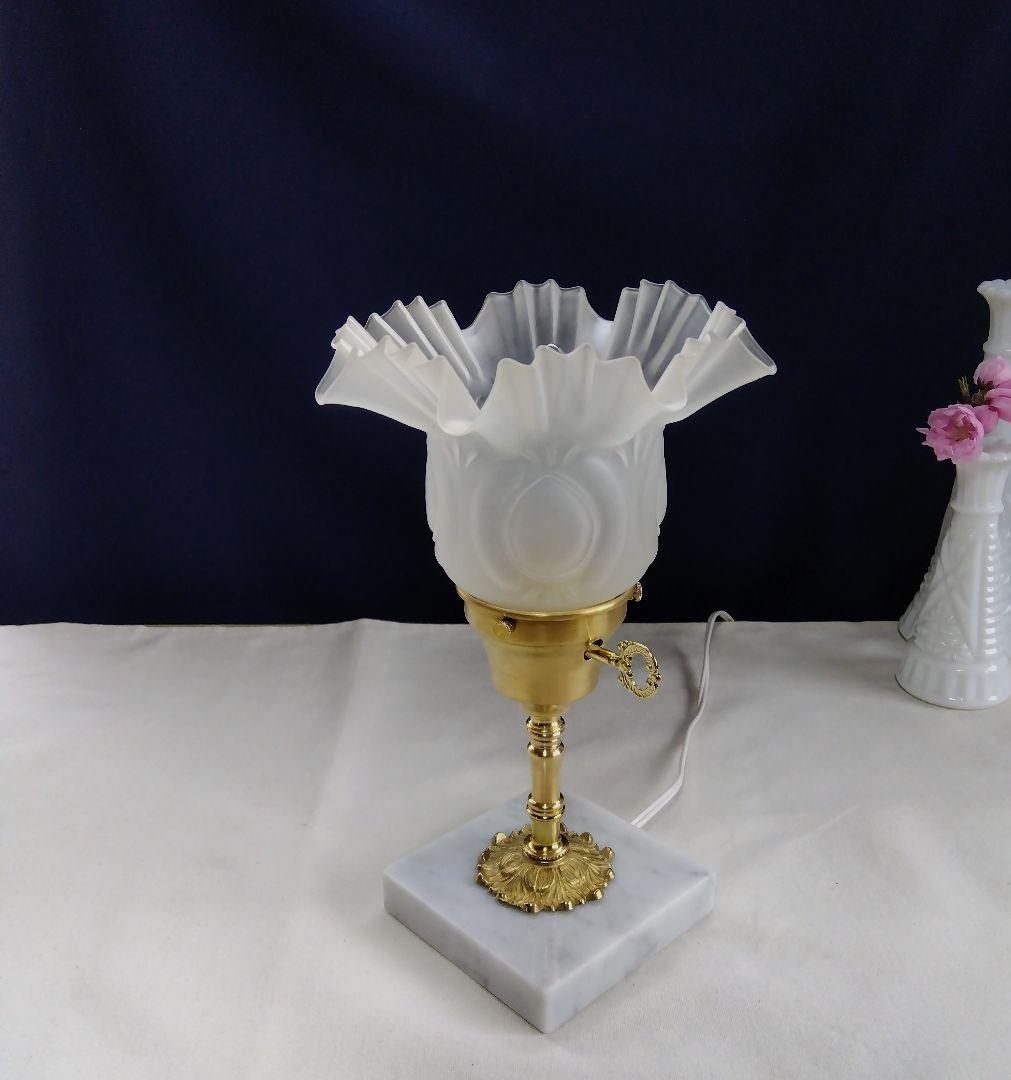 フロストガラスシェード テーブルランプ イタリアンマーブル