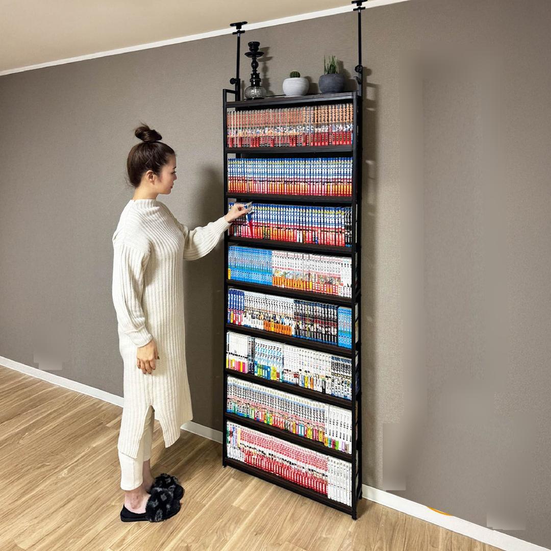 8tail 本棚 突っ張り ラック 幅61cm ブラック×ブラウン