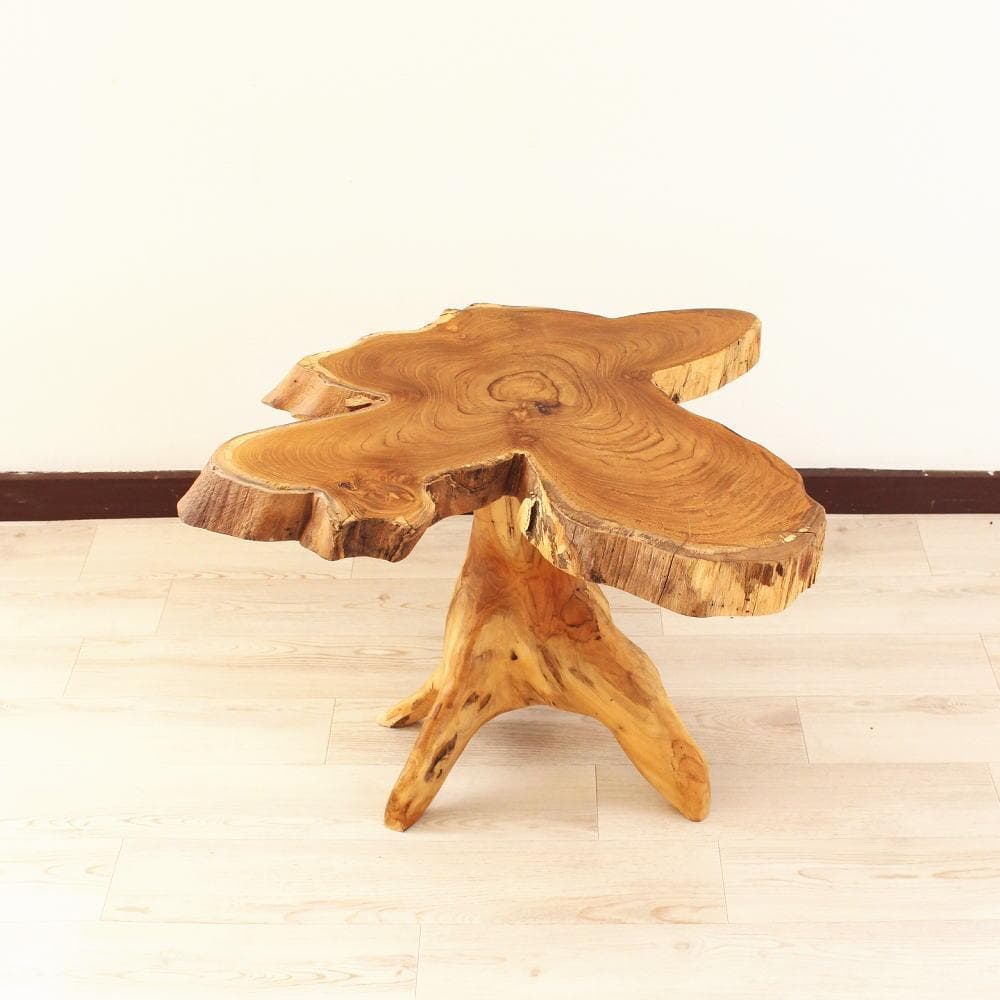 在庫処分 １点もの 木製 テーブル チーク材 天然木 一枚板 切り株 根 7