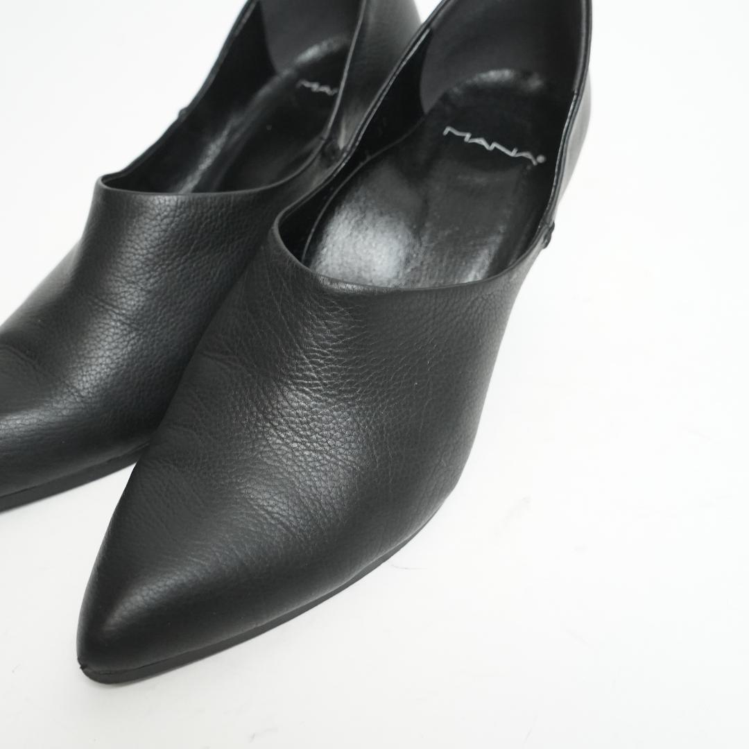 【美品】MANA マナ パンプス 深履き レザー ポインテッドトゥ 23.5