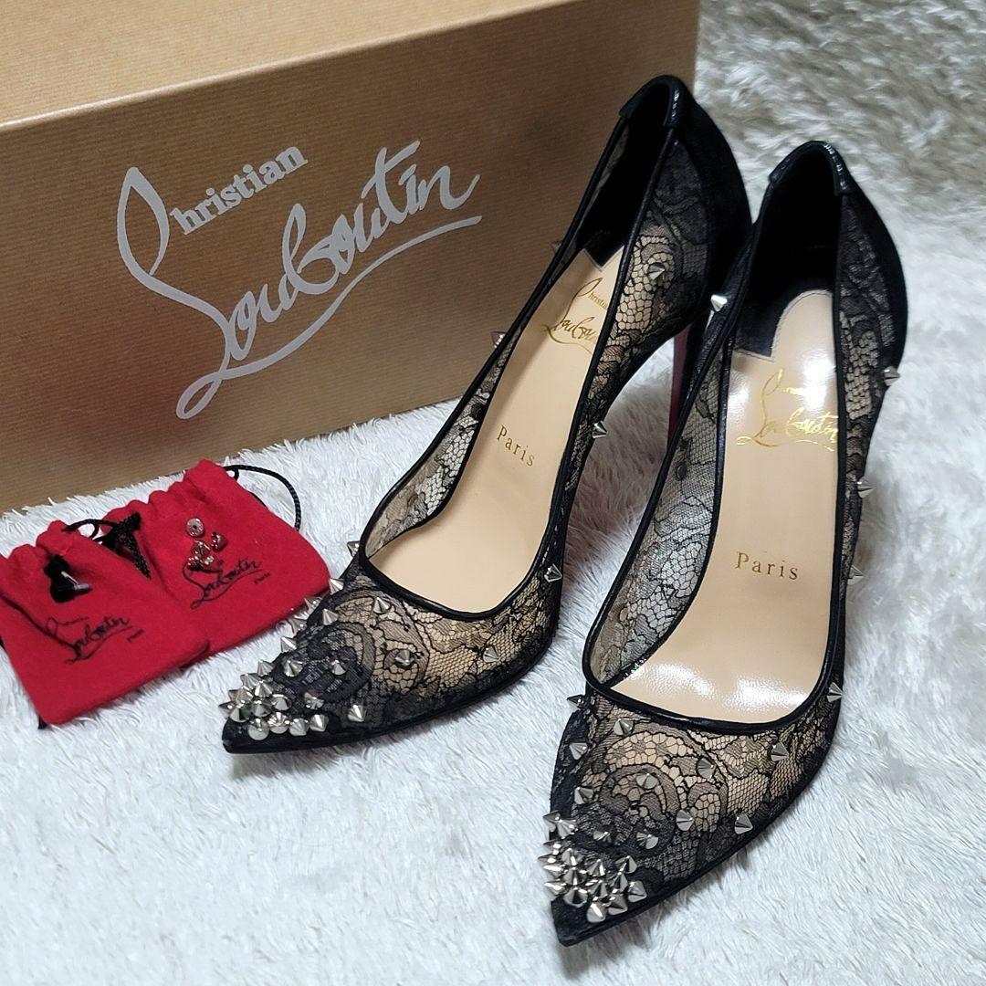 美品✨Christian Louboutin レース ハイヒール スタッズ