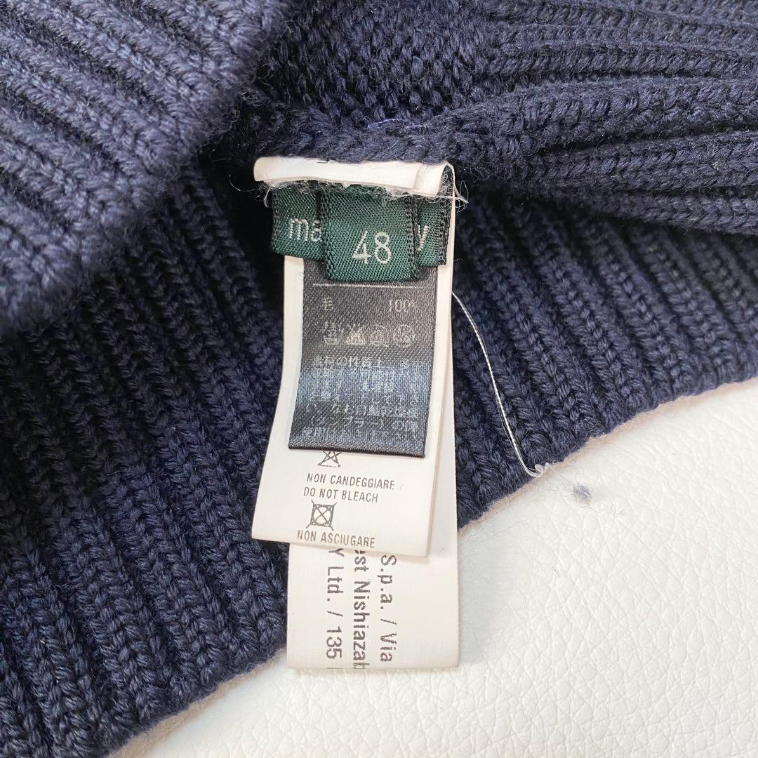 美品✨　ZANONE スタンドカラーカーディガン　イタリア製　ネイビー　48